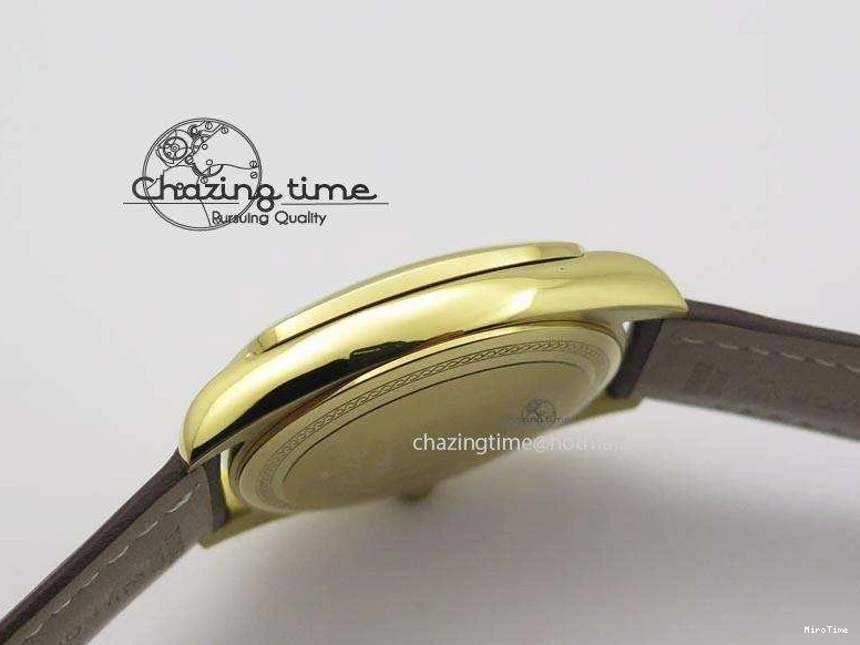 MiroTime 0505 Thermal Cellini Date YG Gold Sticks Dial On Brown Leather Strap A 3885